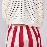 Wishlist Stripe Cotton Shorts for Women in Red/Natural | WL25-10122-REDNATURAL