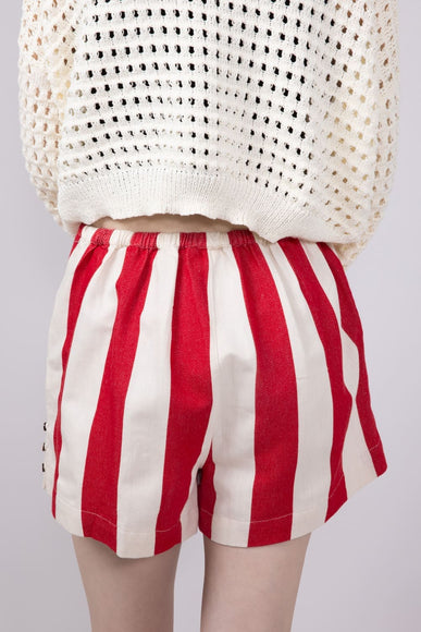 Wishlist Stripe Cotton Shorts for Women in Red/Natural | WL25-10122-REDNATURAL
