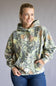 Wood Camo Print Heavyweight Vintage Hoodie for Women in Green