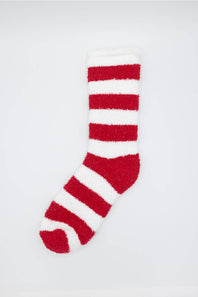 Worlds Softest Fireside Americana Crew Socks for Women in Navy/Red