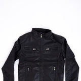 Youth Moto Faux Leather Jacket for Boys in Black