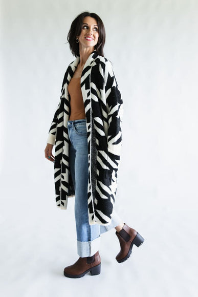 Zig Pattern Cardigan for Women in Black