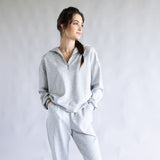 Zip Neck Scuba Set for Women in Grey