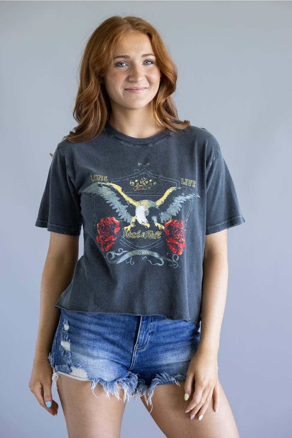 Zutter Rock n Roll Crop Tee for Women in Black
