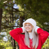 C.C. Glitter Fur Bucket Hat for Women in Ivory