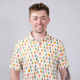Hallstatt Beer Can Print Full Button Shirt for Men in White