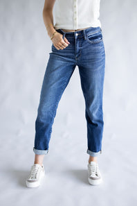 Judy Blue Mid Rise Cuffed Boyfriend Jeans for Women