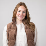Love Tree Cropped Corduroy Puffer Vest for Women in Cocoa