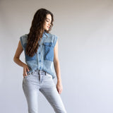 Mica Mid Rise Cuffed Straight Jeans for Women in Grey