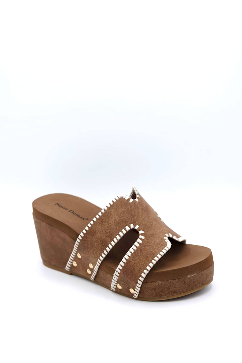 Pierre Dumas Vivian Wedge Sandals for Women in Cognac