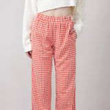 Gingham Relaxed PJ Pants for Women in Red