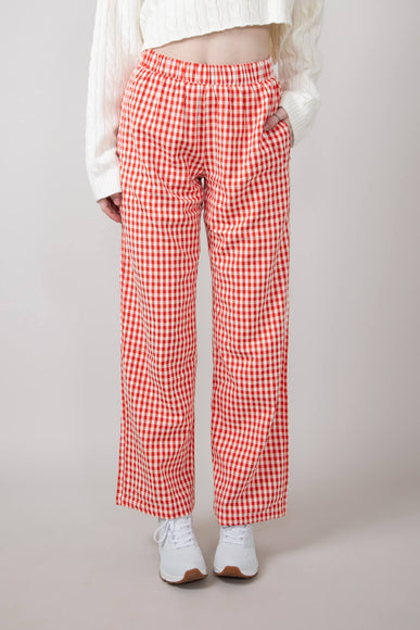 Gingham Relaxed PJ Pants for Women in Red