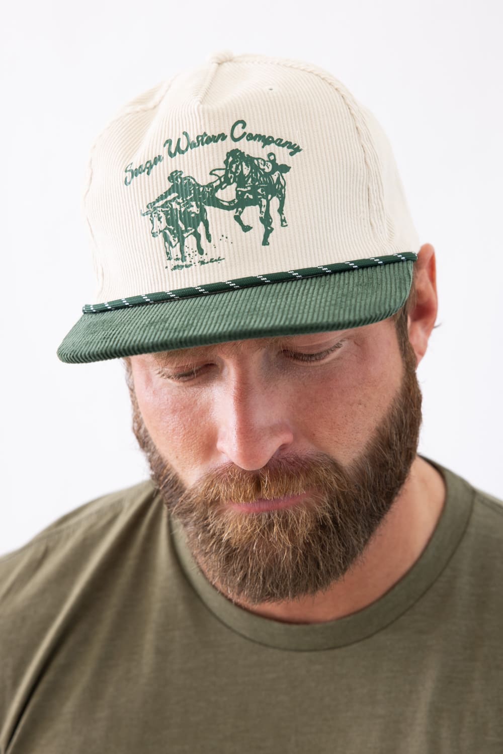 Seager Los Rios Corduroy Snapback Hat for Men in Natural/Green