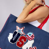 Simply Southern Everyday USA Patch Canvas Tote Bag in Navy