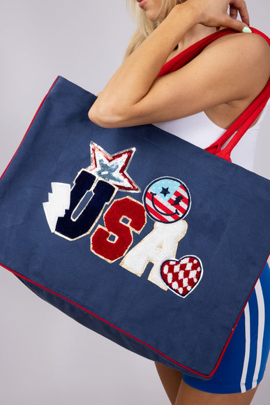 Simply Southern Everyday USA Patch Canvas Tote Bag in Navy