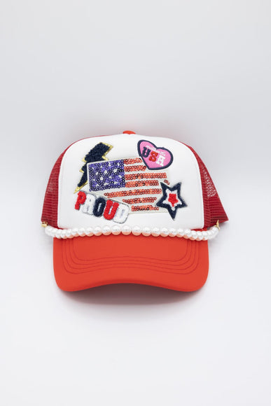 Womens Simply Southern Flag Patch Hat for Women in Red