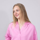 Womens Simply Southern Johnny Collar Cropped Hoodie for Women in Pink