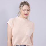 Simply Southern Womens Breeze Knit Cap Sleeve Sweater for Women in Macadamia Tan