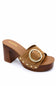 Soda Citrus Platform Block Heels for Women in Tan