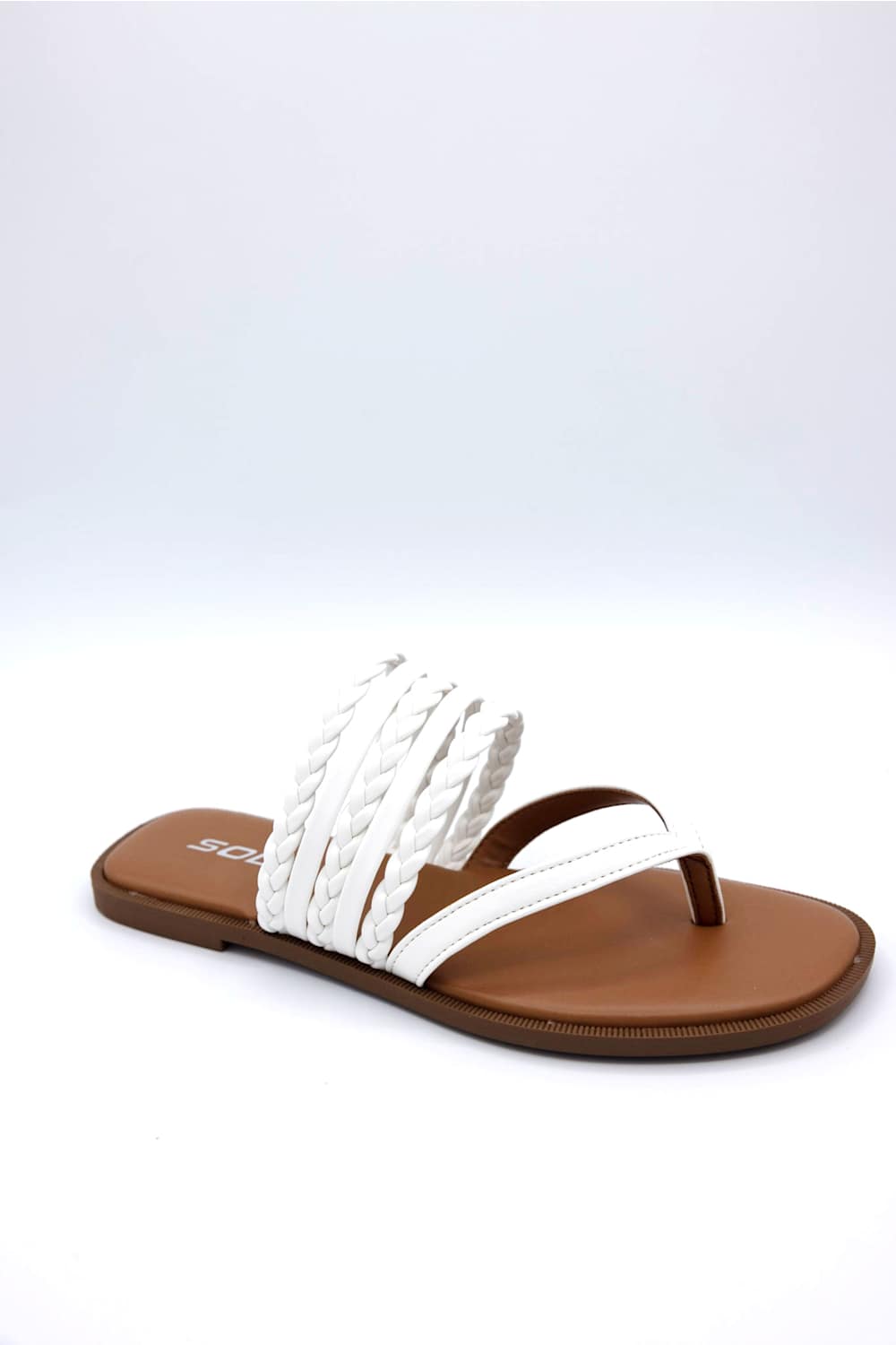 Soda Garrick Braided Flip Flops for Women in White