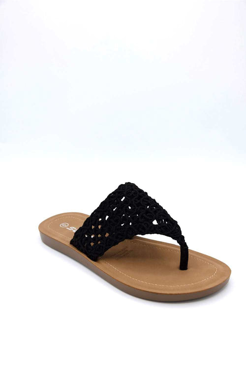  Soda Crotchet Flip Flops for Women in Black 