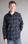 Plaid Flannel Shirt for Men in Navy Grey