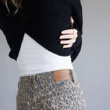 Turtleneck Shrug Bolero Sweater for Women in Black