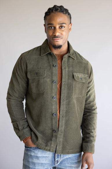 Union Corduroy Shacket for Men in Hunter Green