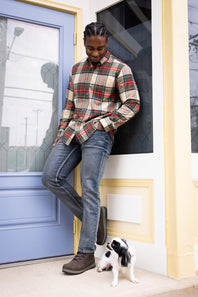 Weatherproof Vintage Brushed Flannel Shirt for Men in Bold Beige