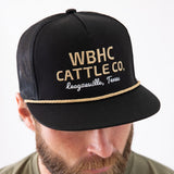 Whiskey Bent Gold Rope Trucker Hat for Men in Black