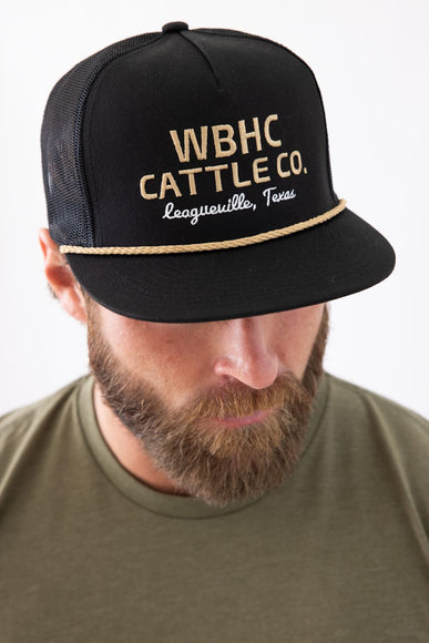 Whiskey Bent Gold Rope Trucker Hat for Men in Black