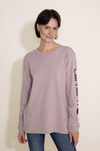 Carhartt Long Sleeve Logo T-Shirt for Women in Light Purple