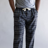 Plaid Flannel Lounge Pants for Men in Black Gray