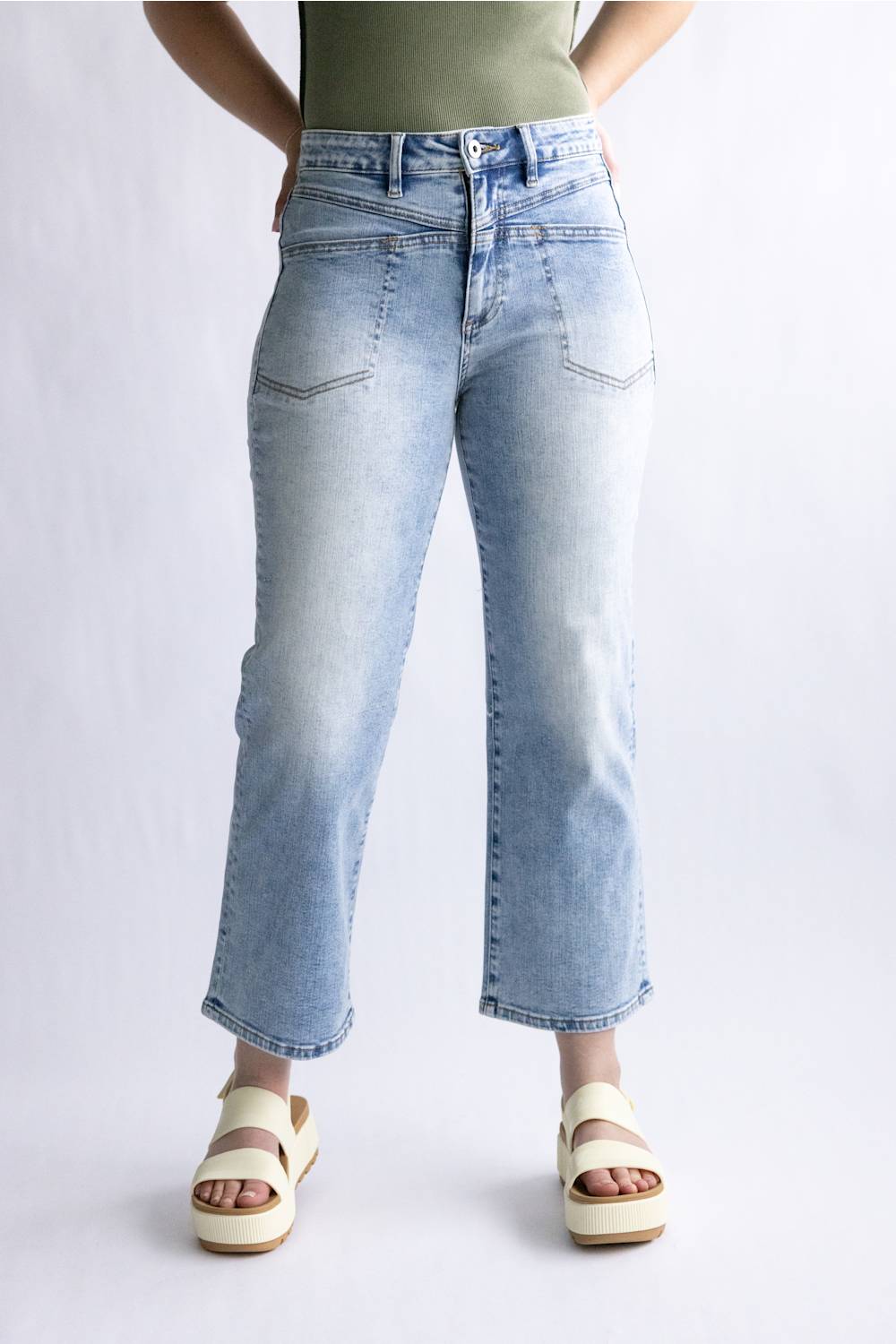 Mica High Rise Front Yoke Straight Crop Jeans for Women
