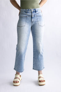 Mica High Rise Front Yoke Straight Crop Jeans for Women