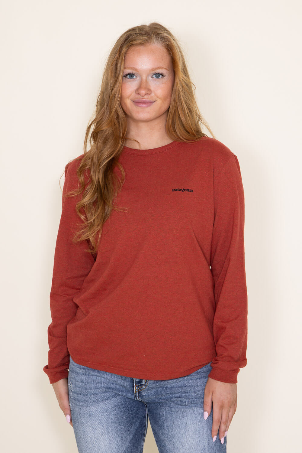 Patagonia Women's Long Sleeve Logo Responsibili-Tee in Red