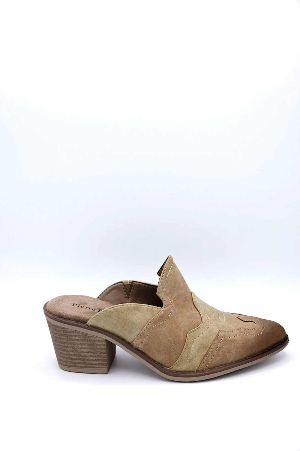 Pierre Dumas Whitney Heeled Mules for Women in Taupe