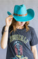 Belted Felt Cowboy Hat in Teal