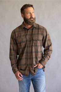 1897 Legends Stretch Flannel Shirt for Men in Brown Multi | 13013-BRNMULTI