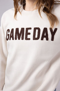 1897 Active Chenille Patch Game Day Sweatshirt for Women in Beige