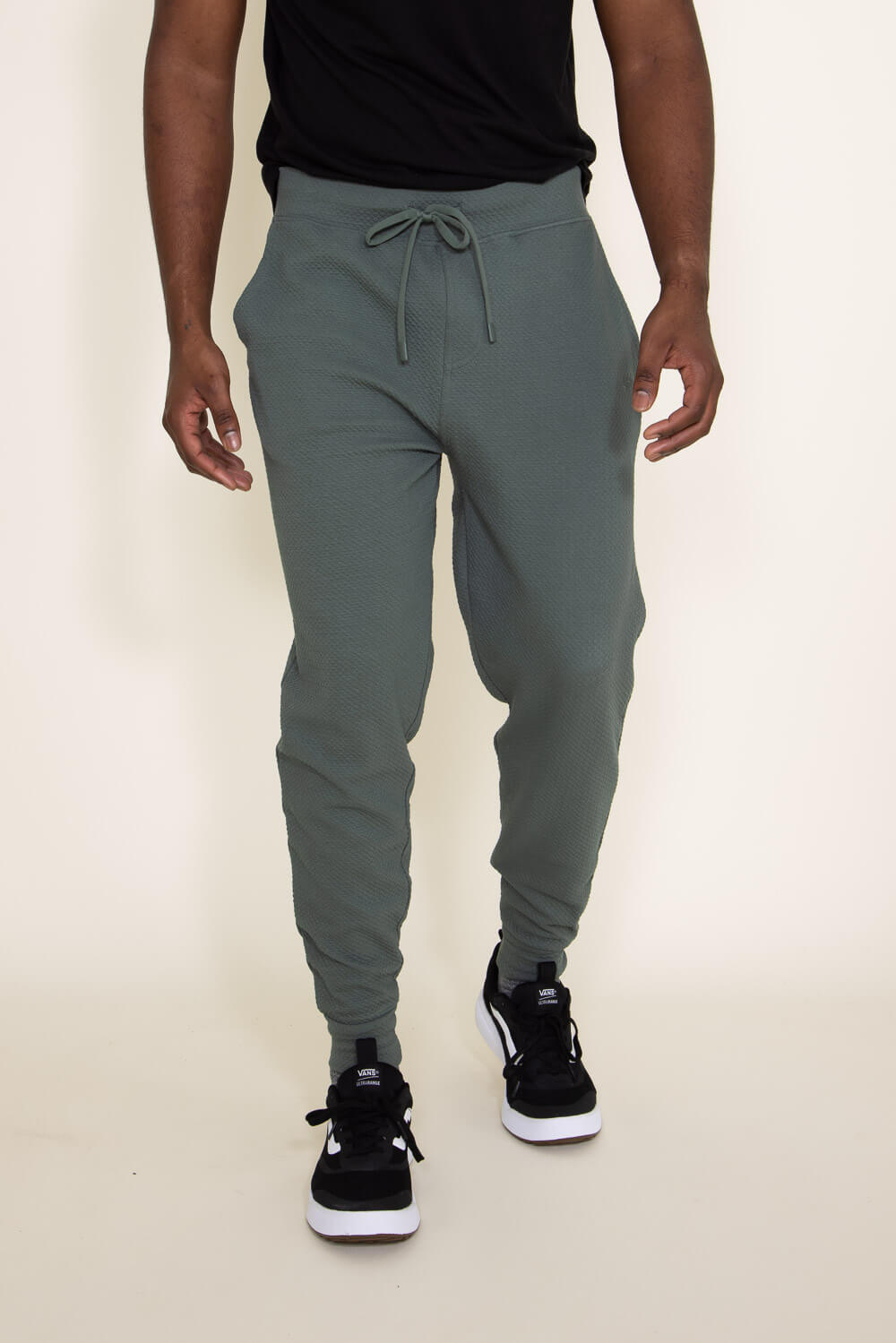 1897 Active Diamond Stretch Joggers for Men in Olive Green