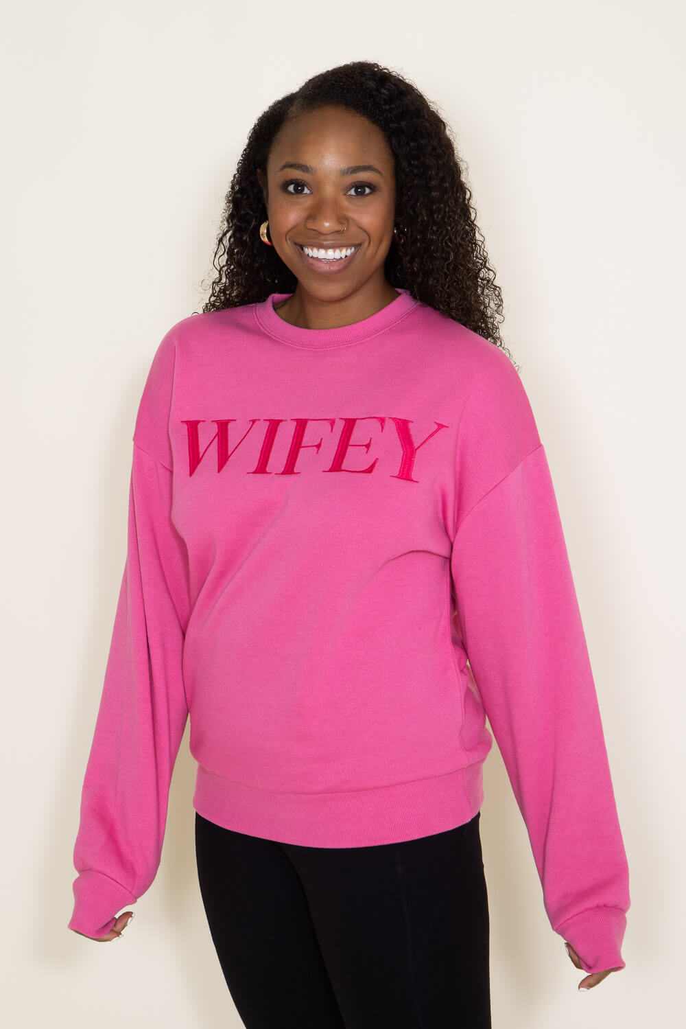 1897 Active Embroidered Wifey Sweatshirt for Women in Pink GT078 BUB Glik s