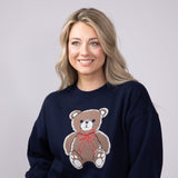 1897 Active Embroidered Big Bear Fleece Sweatshirt for Women in Navy
