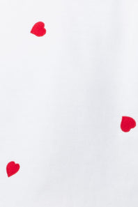 1897 Active Embroidered Hearts Fleece Crewneck for Women in Ivory Red