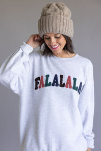 1897 Active Falalala Patch Embroidered Fleece Sweatshirt for Women in Ice Grey