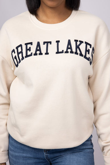 1897 Active Great Lakes Fleece Sweatshirt for Women in Cream/Navy