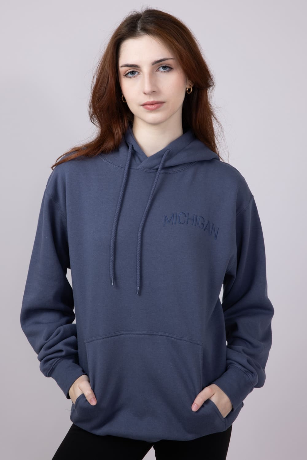 1897 Active Michigan Embroidered Hoodie for Women in Blue