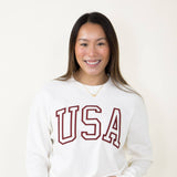 1897 Active USA Embroidered Fleece Sweatshirt for Women in Ivory