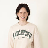1897 Active Wisconsin Embroidered Sweatshirt for Women in Cream