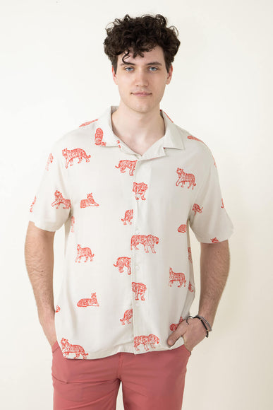 Brooklyn Cloth Walking Tigers BBQ Shirt for Men in Cream
